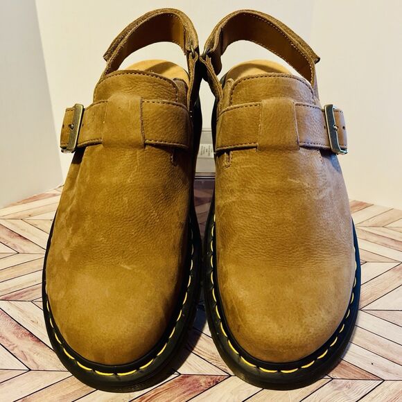Dr Martens Jorge II Tumbled Nubuck Savannah Tan Leather M 11 W 12 Slingback Mule - Picture 3 of 8